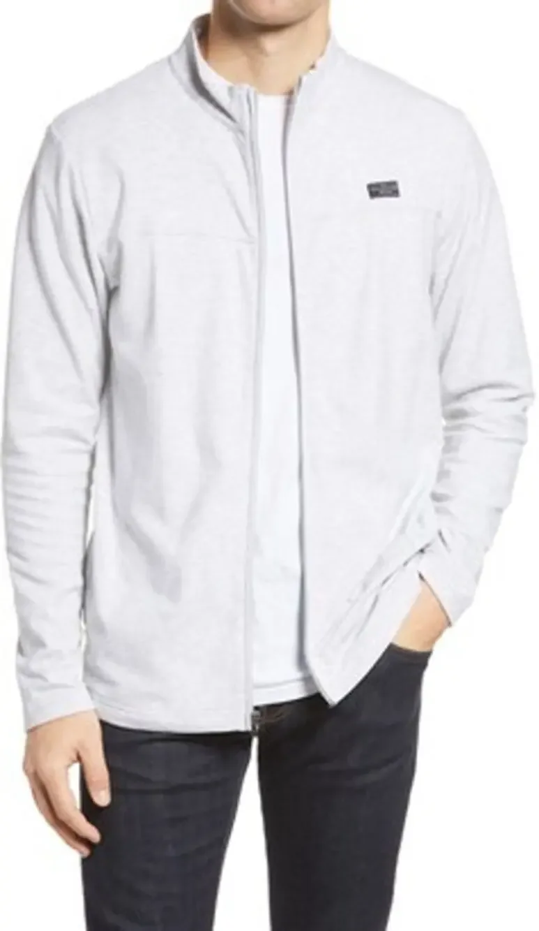 Travis Mathew Cash Out Fleece Jacket Mock Neck Athletic Heather Gray Small